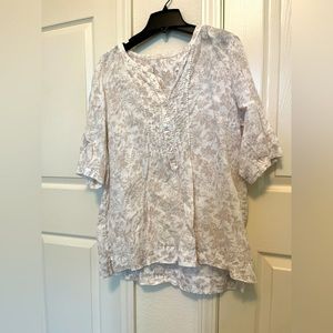 J. Jill White Linen Floral Shirt